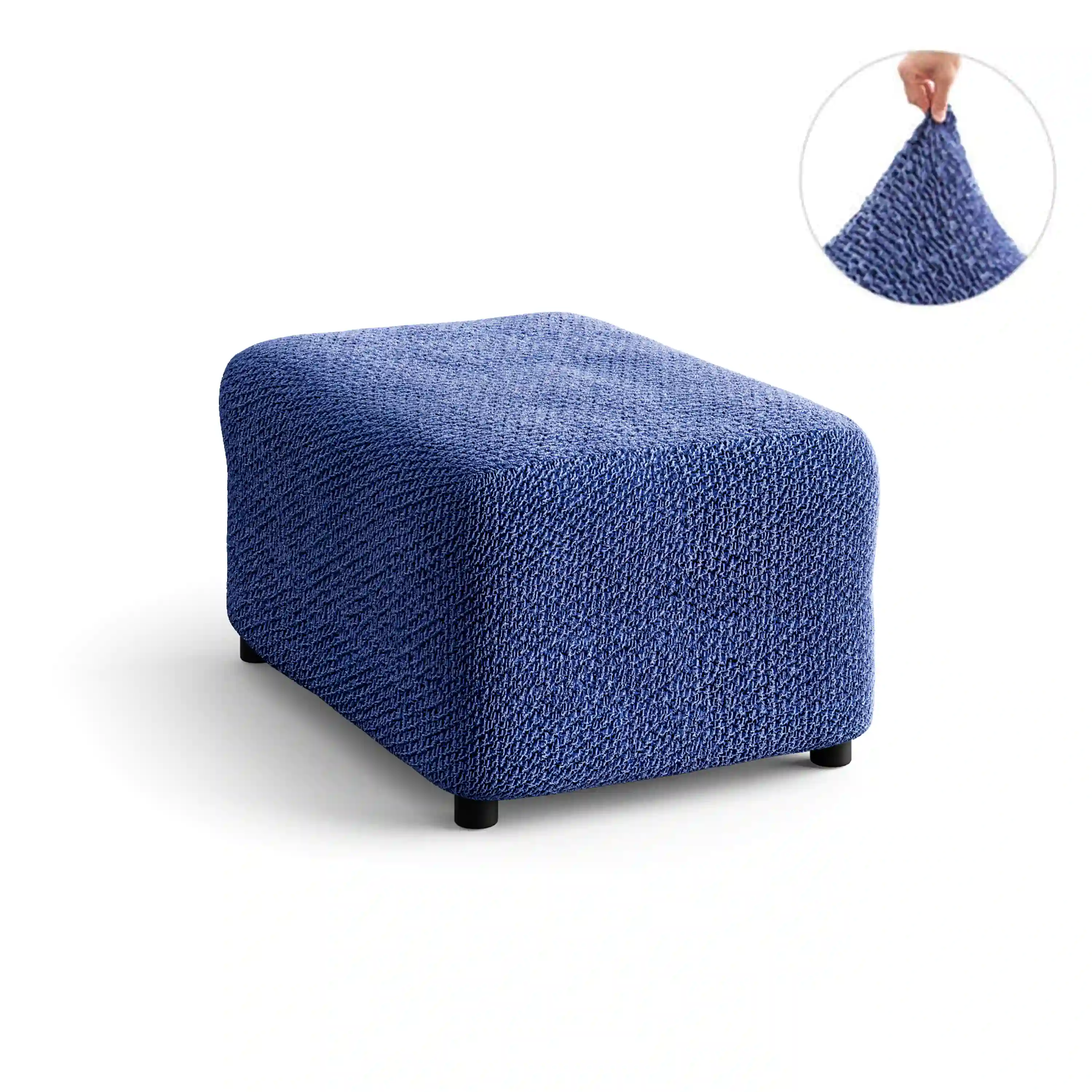 Footstool Cover - Blue, Velvet